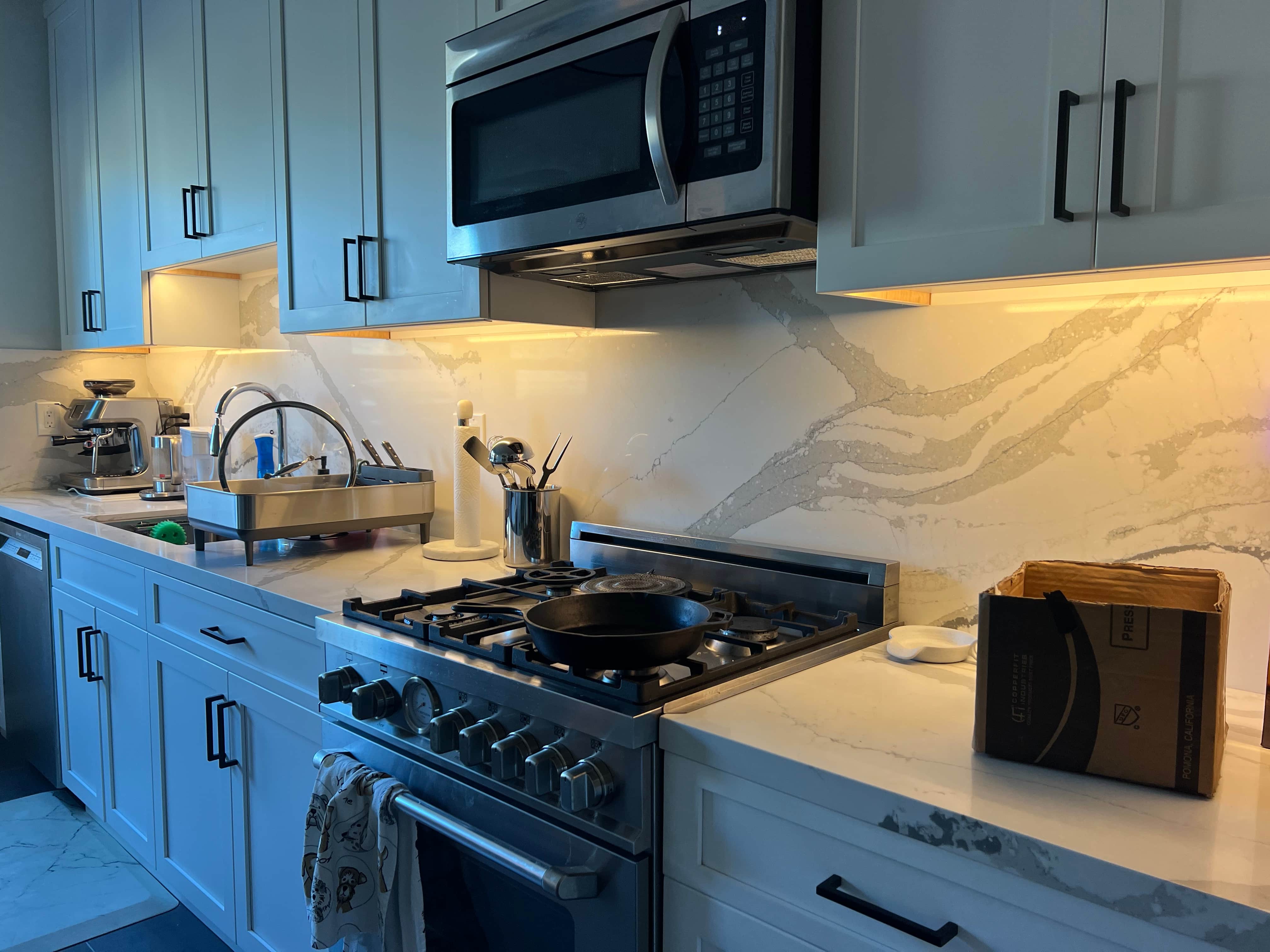 Kitchen under cabinet LED lighting installation by licensed electrician