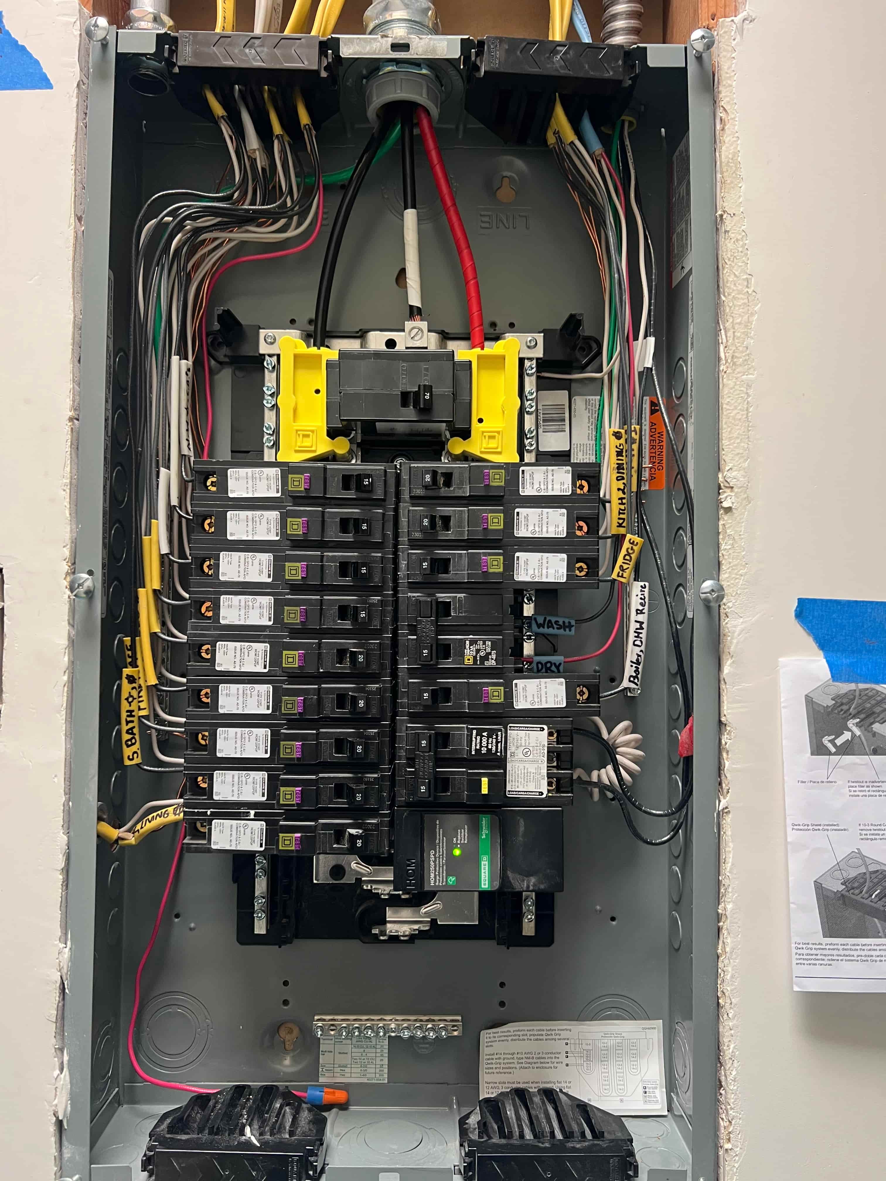 Properly labeled electrical panel interior by licensed electrician