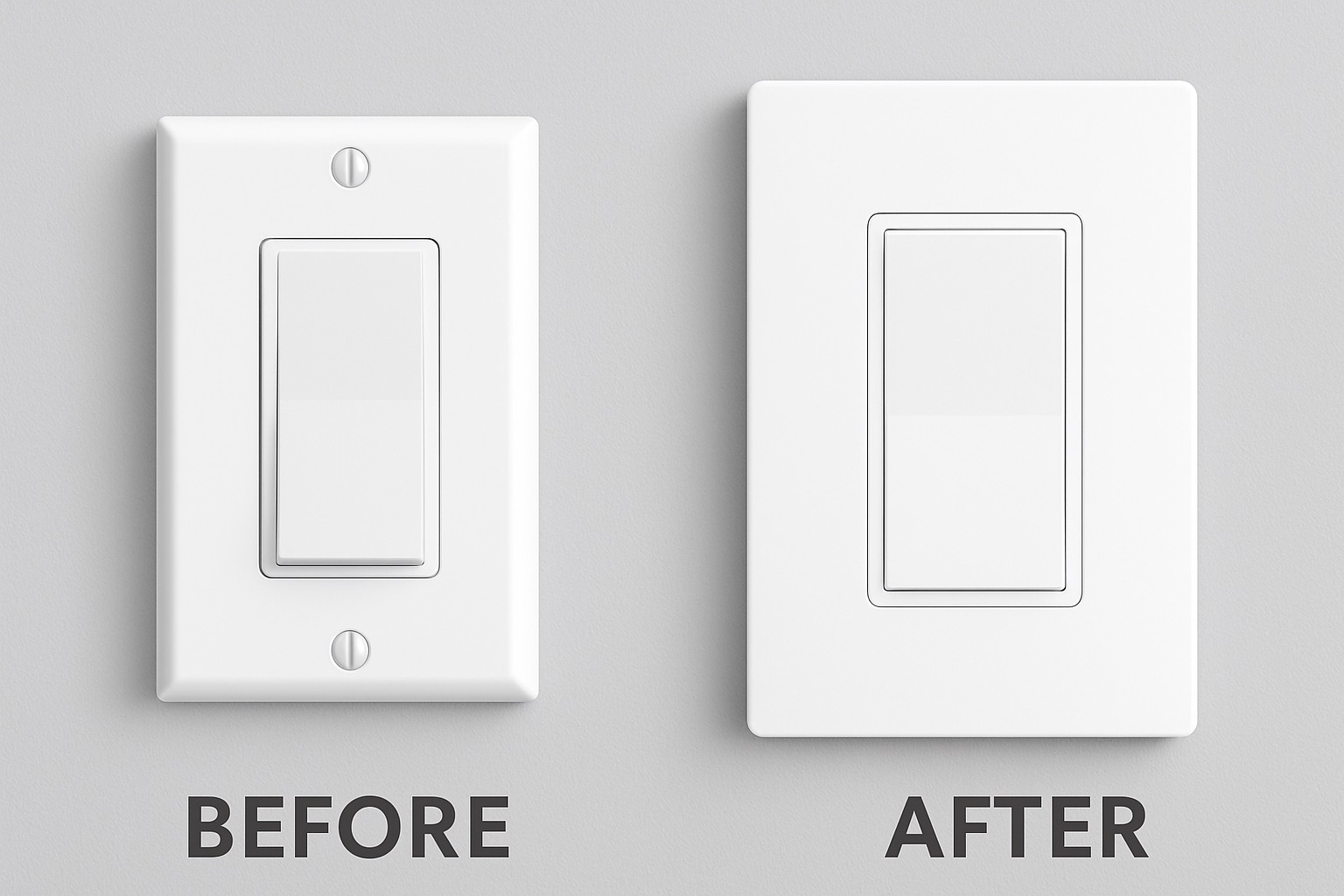 Screwless wall plates installation by professional electrician